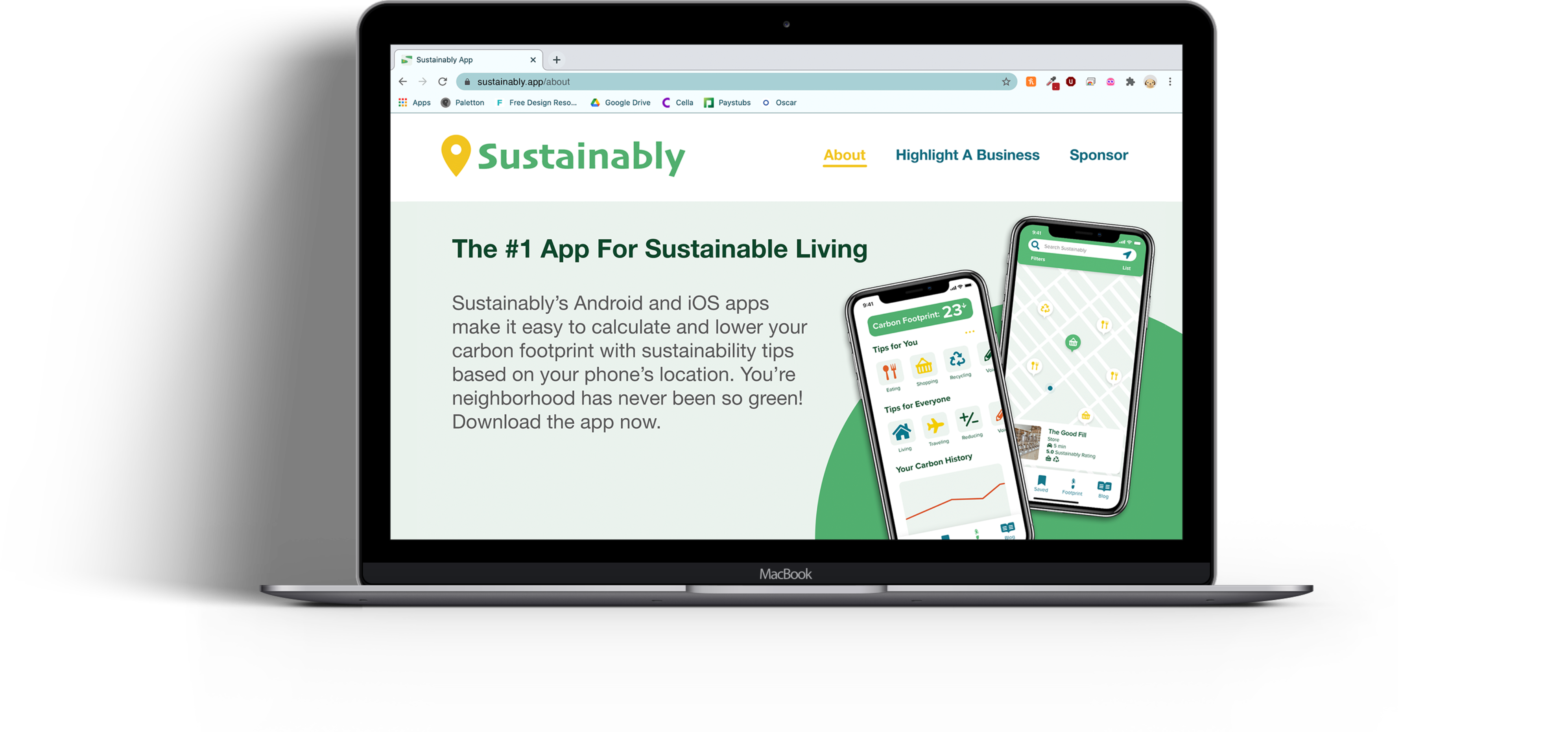 Sustainably website homepage