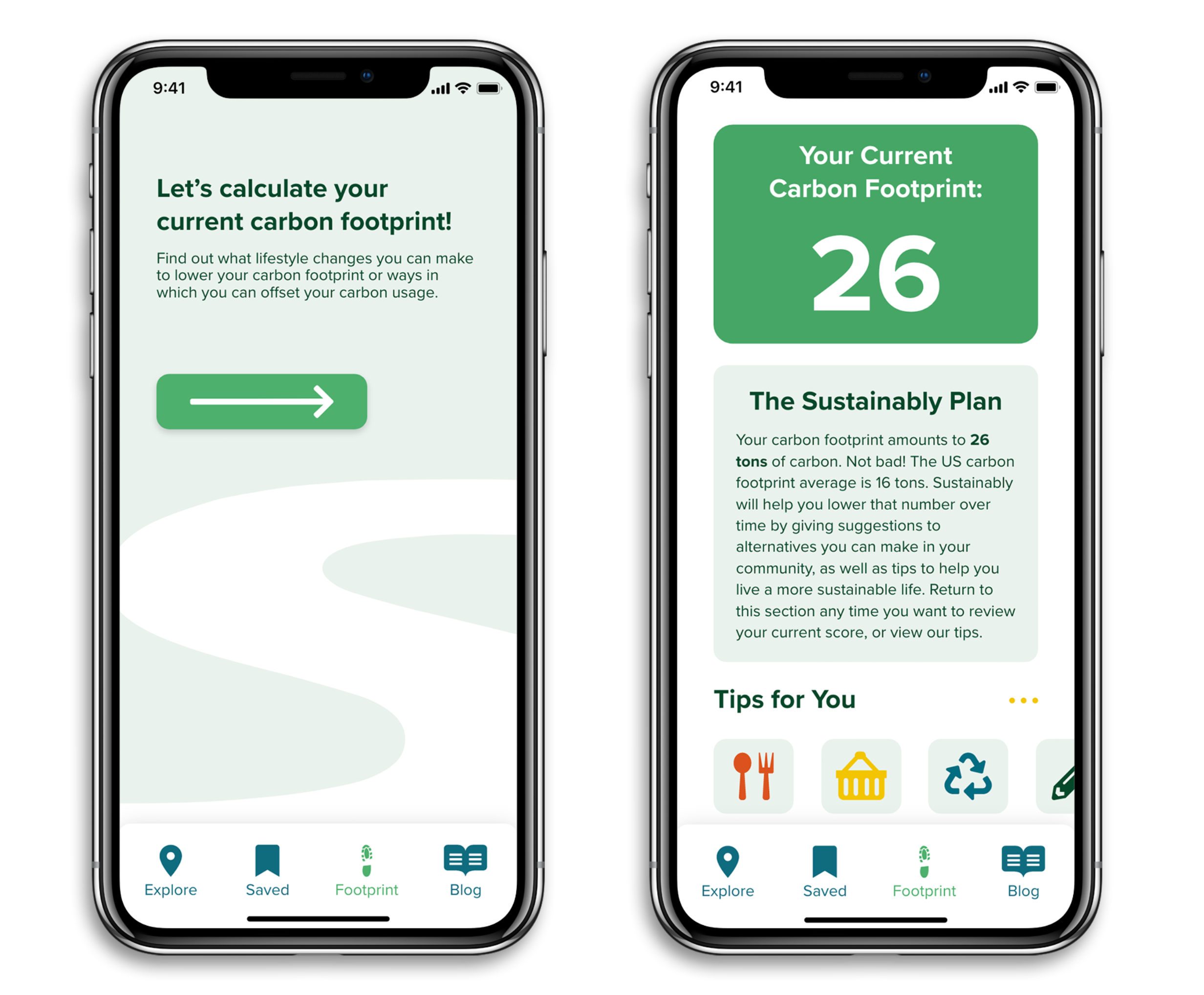 Sustainably carbon footprint app design